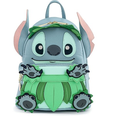 Loungefly Disney 3D Stitch Luau Blue Mini Faux Leather Shell Backpack