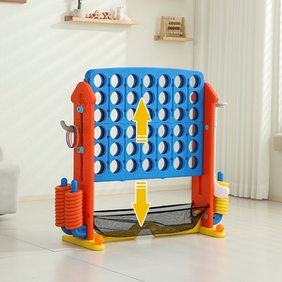Hrinhom 4-to-Score Giant Game Set with Carrying Mesh Bag,Jumbo 4 in a Row Game,Adjustable Height