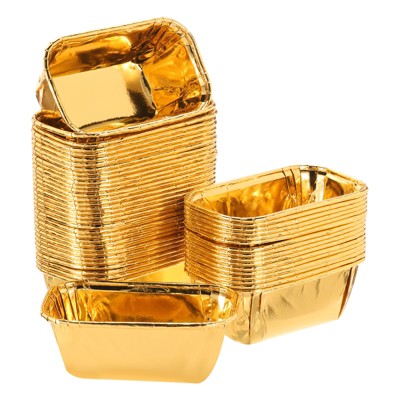 Unique Bargains Greaseproof Single-sided Aluminum Foil Cupcake Liners for Party 50 Pcs