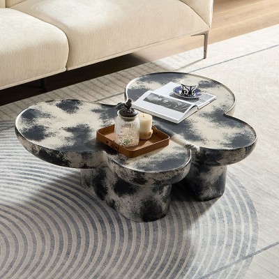Sapphtopaz Modern Unique Coffee Table with Butterfly-Shaped Smooth Artistic Coffee Bar Elegant Coffee Tables Home Decor for Living Room,Office