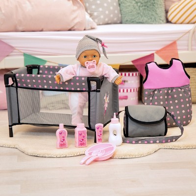 Bayer: Baby Doll Travel Bed and Accessories Set, Variety of Accessories, Travelbed Fits Dolls up to 42 CM Long, For Ages 3+