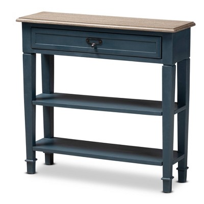 Baxton Studio Dauphine Spruce Finished Wood Accent Console Table Blue: Modern Entryway Furniture, Narrow Design