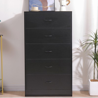 SKONYON 5 Drawer Dresser Vertical Wooden Dresser Storage Organizer for Bedroom