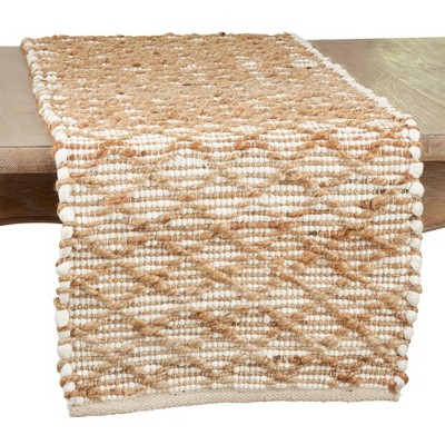 Saro Lifestyle Table Runner With Diamond Chindi Design, Brown, 16" x 72"