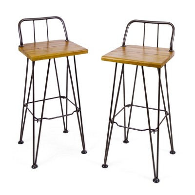 DSVIMOY Counter and Bar Stool Denali Industrial Wood and Metal Barstool for Kitchen, Brown, 36"*20.5"*11"
