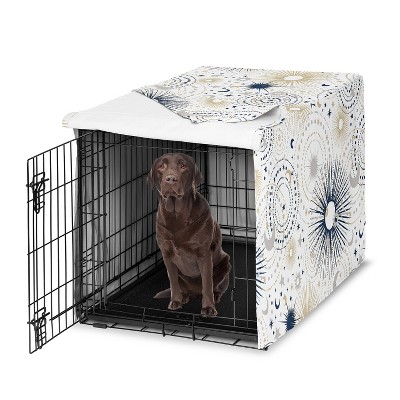 Sweet Jojo Designs Dog Crate Kennel Cover 42in. Celestial Blue Gold and Grey