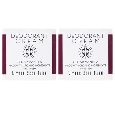 Little Seed Farm All Natural Deodorant Cream, Aluminum Free Activated Charcoal Deodorant - Cedar Vanilla (2.4oz)- (PACK OF 2)
