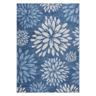 Area Rug Modern Floral Textured Weave Indoor Outdoor Washable Non Slip Rug Bohemian Coastal Easy-Cleaning Bedroom Kitchen Dining Room Home