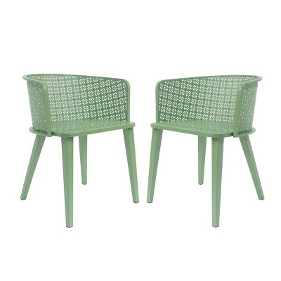 Set of 2 Outdoor Dining Chairs, Iron Patio Dining Chairs with Modern Low Back for Garden or Porch, Metal Outdoor Dining Chairs for Conversation-Koiai