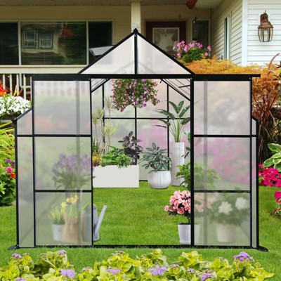 NicBex 6x8 ft Polycarbonate Greenhouse with Raised Base and Anchor Aluminum Heavy Duty Walk-in Greenhouses for Outdoor Backyard in All Season