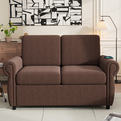 Loveseat Couch, Pull Out Sleeper Sofa Bed with Twin Size Memory Mattress with/without USB Ports for Living Room Spaces -ModernLuxe