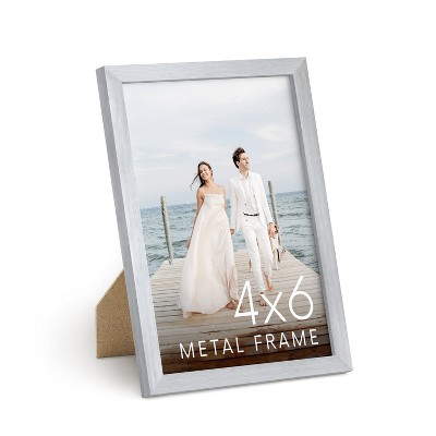 Haus and Hues Brushed Metal Single Picture Frame with Plexiglass Cover