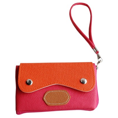 Slickblue Mobile Phone Pouch with Handle, Faux Leather, Clutch Purse, Colorblock Style, 5.7"x3.3", Color Options