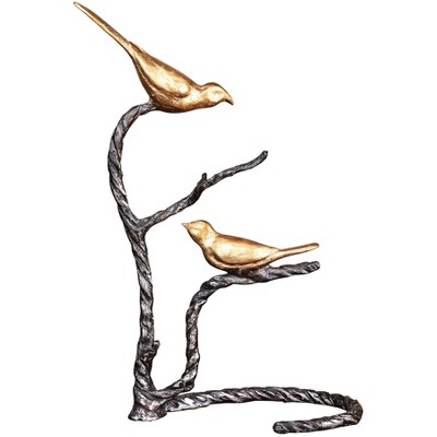 Uttermost Birds On A Limb 18"H Wrought Iron Gold Metal Sculpture