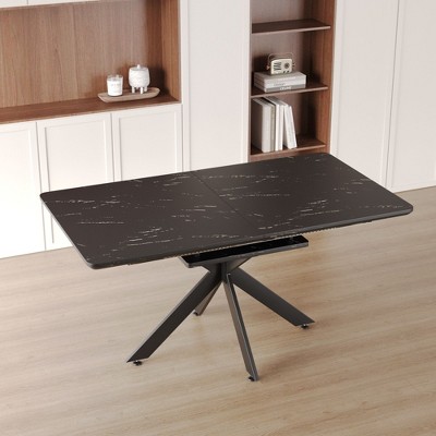 NicBex Dining Table for 6 Kitchen Table Rectangular Extendable Dining Table Modern Minimalist Table and X shape Legs for Dining Room