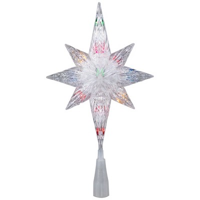 Northlight 11" Lighted Clear 8 Point Star of Bethlehem Christmas Tree Topper - Multicolor Lights
