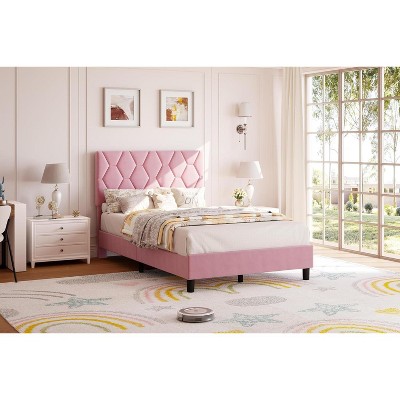 Upholstered Bed Frame with Adjustable Headboard - Sturdy Wood Slat Support, Noise Free, No Box Spring Needed