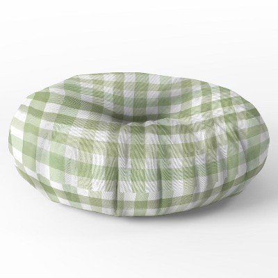 Ninola Design Watercolor Gingham Salad Green Floor Pillow - Deny Desings