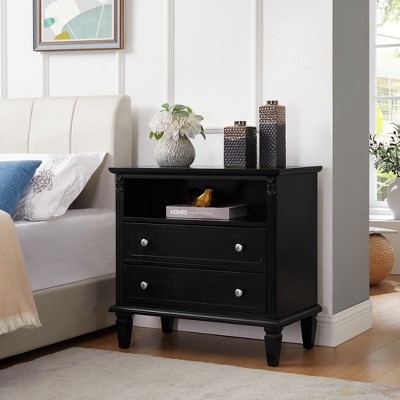 NicBex Modern 3-Drawer Dressers with Circle Handles,Wooden Dresser with Open Shelf,Chest of Drawers for Bedroom,Living Room
