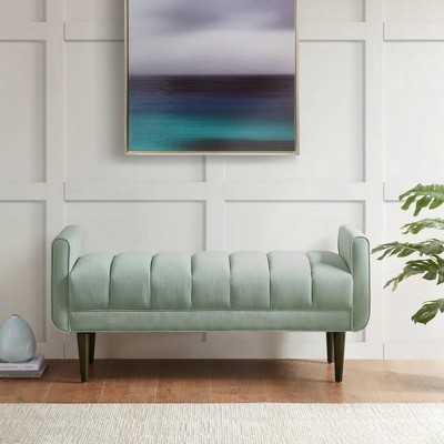 Lyndale Upholstered Modern Accent Bench Seafoam - Madison Park: Entryway, Indoor, Solid Wood Legs