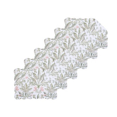 C&F Home Lana Palms Reversible Machine Washable Scallop Quilt Placemats Set of 6