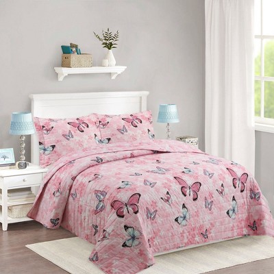 Marcielo Kids Butterfly Bedspread Quilts Set for Teens Girls