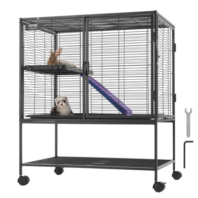 VEVOR 36" Rolling Metal Ferret Cage, Large 2-Tier Critter Nation Cage, Small Animal Cage with Ramps & Tray, Easy to Set up for Pet Rats, Hamster