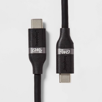 4' USB-C to USB-C 240W Silicone Cable - heyday™ Black: Male-To-Male Connection