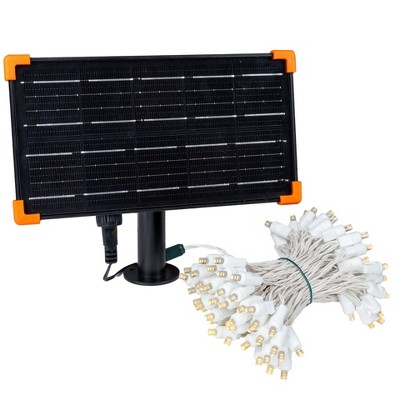 Novelty Lights 100 True Twinkle (100%) LED Solar Powered String Lights 4" Spacing White Wire 44 Feet