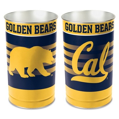 NCAA Cal Golden Bears Waste Basket: Indoor Tin Trash Can, Open Top Design
