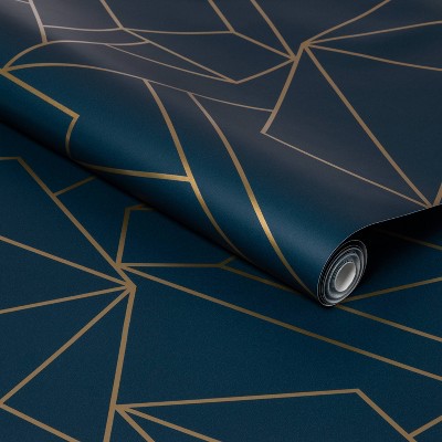 Facet Geometric Peel & Stick Wallpaper Navy/Gold - Project 62™: Removable, Self-Adhesive, Stain-Resistant, Washable