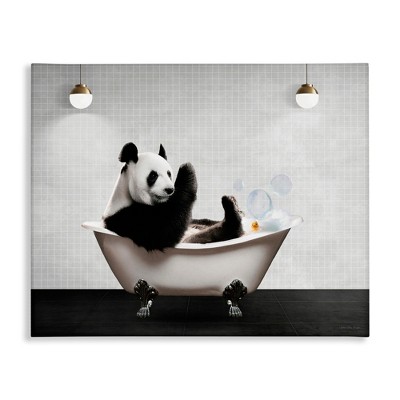 Stupell Industries Panda in Modern Bubble Bath Canvas Art