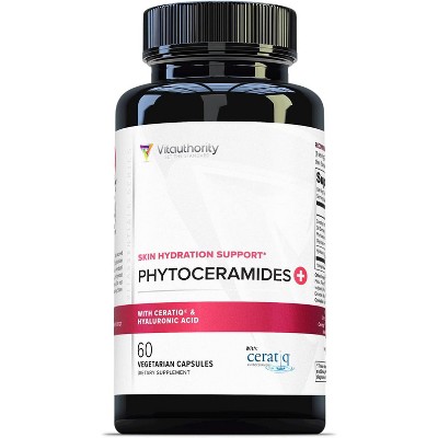 Phytoceramides Skin Hydration Support Capsules, Anti Aging Supplement for Women with Hyaluronic Acid and Phytoceramides, Vitauthority, 60ct
