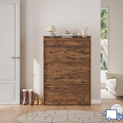 Jojoka Wooden Shoe Cabinet with Adjustable Shelves, Hidden Flip Storage for Entryway, Hallway, or Living Room