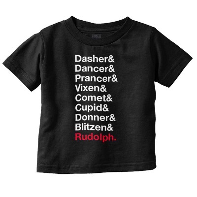 Christmas Santa's Reindeer List Toddler Baby Graphic T Shirt Brisco Brands