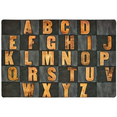 Rustic Wood Gray Literacy Seating Rectangle Rug for Classroom and Home Study Spaces, 8'X12'