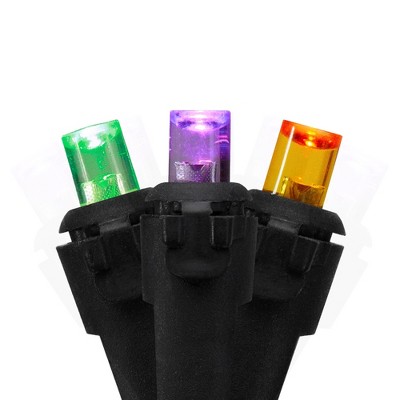 Northlight LED Christmas Lights - Purple, Green and Orange - 16.25' Black Wire - 50ct
