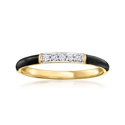 Ross-Simons Black Enamel Ring With Diamond Accents in 18kt Gold Over Sterling