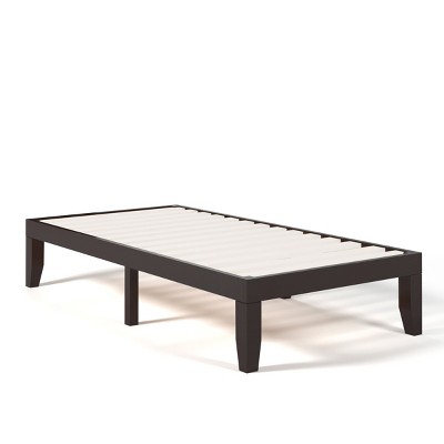 Costway Twin Size 14'' Wooden Bed Frame Mattress Platform Wood Slats Support EspressoNatural