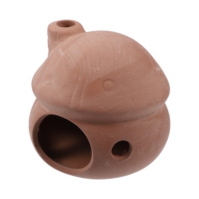 Unique Bargains Ceramic Aquarium Hideaway Rock Cave Fish Tank Decoration Red Brown 3.31x3.19x3.03 inches