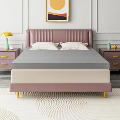 SEVOBAL Mattresses Extra Firm Mattress Topper High Density Foam for Back Support and Pressure Relief for Bedroom, Gray, 74"*38"*2"