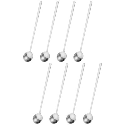 Unique Bargains Reusable Stainless Steel Long Handle Teaspoon for Stirring Cocktail 8 Pcs
