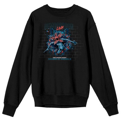 Stranger Things Demogorgon Upside Down Adult Black Crew Neck Long Sleeve Sweatshirt