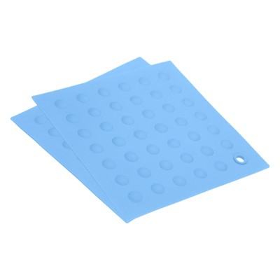 Unique Bargains Silicone Heat Resistant Non-slip Flexible Trivet Mat Light Blue 2 Pcs