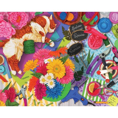 Flower Shop Feline 1000pc Jigsaw Puzzle: Springbok, Animals Theme, Cardboard, Memory Skills, Creative Thinking
