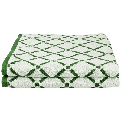 Plush and Absorbent Cotton Oversized 2-Piece Geometric Diamond 34" x 68" Bath Sheet Set by Blue Nile Mills