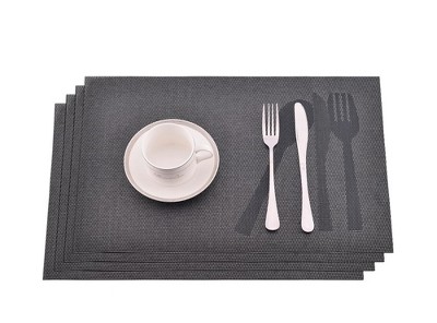 Knife & Fork Jacquard 12" x 18" In. PVC Fiber Woven Non-Slip Washable Placemat Set of 4
