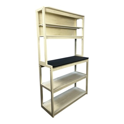 INFURNIC Kitchen Racks Modern 5 Tier Bakers Rack with Adjustable Shelves and Storage for Kitchen Use, Black White, 39.37"*15.75"*66.93"