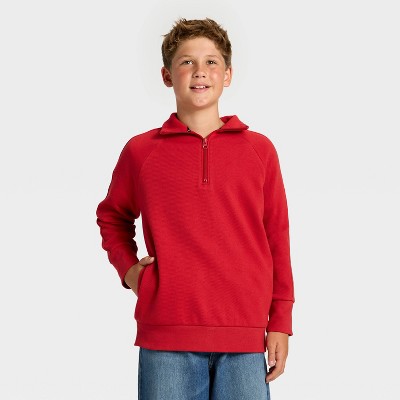 Boys' Textured Knit Quarter Zip Pullover Sweatshirt - art class™
