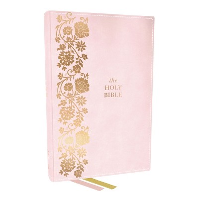 KJV Personal Size Large Print End-Of-Verse Reference Bible, Pink Leathersoft, Red Letter, Comfort Print (Thumb Indexed) - by  Thomas Nelson